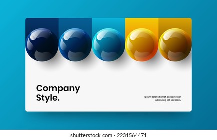 Fresh 3D balls annual report template. Unique company brochure design vector concept.