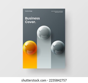 Fresh 3D balls book cover template. Trendy brochure vector design layout.