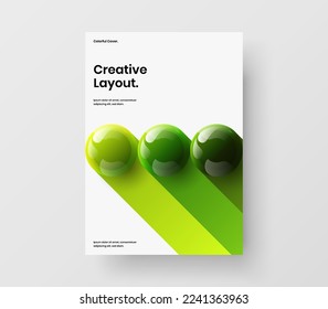 Fresh 3D balls book cover template. Colorful pamphlet design vector concept.