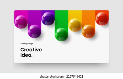 Fresh 3D balls company brochure concept. Vivid handbill design vector template.