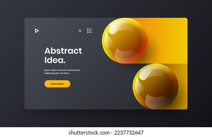 Fresh 3D balls pamphlet layout. Simple site screen vector design concept.