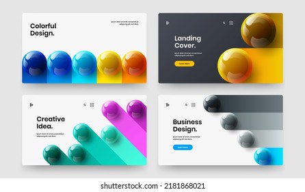 Fresh 3D balls placard layout collection. Modern web banner design vector concept composition.