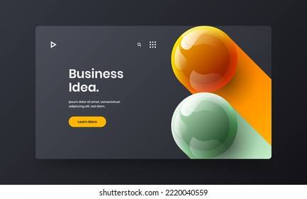 Fresh 3D balls postcard template. Multicolored poster vector design concept.