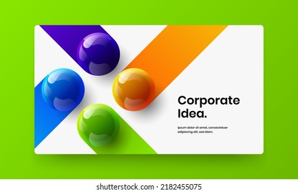 Plantilla de afiche de bolas 3D recién hecha. Diseño de vector de página de aterrizaje premium.