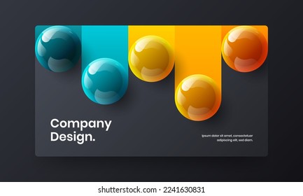 Fresh 3D spheres banner layout. Amazing company cover design vector template.