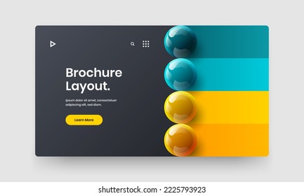 Fresh 3D spheres front page concept. Multicolored banner design vector template.