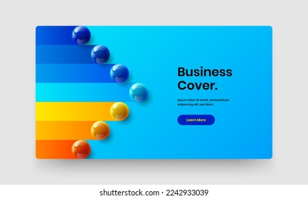 Fresh 3D spheres landing page illustration. Geometric corporate cover design vector template.