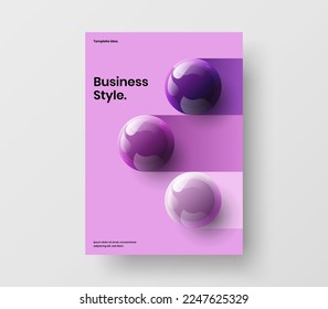 Diseño de folletos de esferas 3D frescos. Plantilla vectorial de diseño de pancartas abstracta.