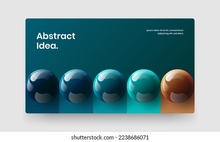 Fresh 3D spheres magazine cover template. Multicolored landing page vector design concept.