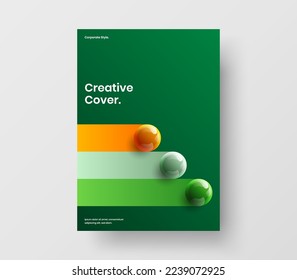 Fresh 3D spheres placard illustration. Unique pamphlet A4 vector design template.