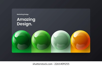 Fresh 3D spheres website concept. Isolated handbill vector design template.