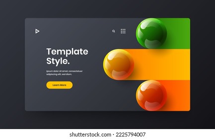 Fresh 3D spheres website layout. Original corporate cover design vector illustration.