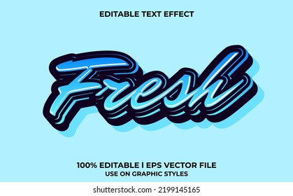 fresh 3d text effect with calligraphy theme. blue text lettering typography font style