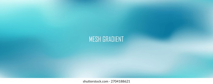 Fundo fresco e abstrato com um gradiente de malha suave e borrado em tons frios de azul-petróleo, azul e branco. Gráficos limpos e modernos criam uma sensação calma, aquática, perfeito para temas de bem-estar ou tecnologia