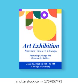Fresh abstract geometric art exhibition poster.