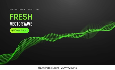 Fresh abstract green background. Green energy gradient mesh. Digital data flow vector background.