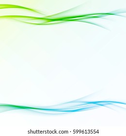 Fresh abstract modernistic spring swoosh wave bright colorful dynamic speed transparent lines certificate template. Vector illustration