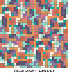 Fresh abstract pattern, seamless vector repeat. Trendy geometric style in pastel color palette, inspired by tetris shapes. 