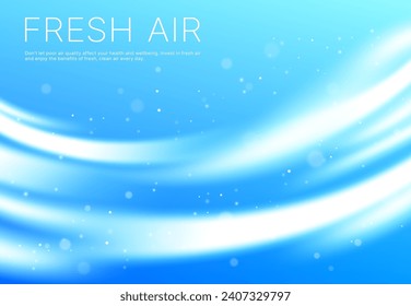 Flujo de aire fresco, fondo de movimiento del viento helado. Aire acondicionado, filtración y frescor, clima nevado o aroma de perfume de fondo vectorial con textura o efecto frío y helado de brisa de viento