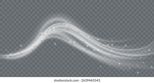 Fresh air flow wind clean breath spiral blue 3d background. Cool air fresh leaf swirl menthol realistic wind