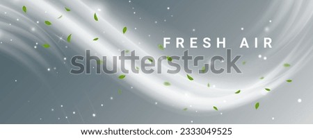 Fresh air flow wind clean breath spiral blue 3d background. Cool air fresh leaf swirl menthol realistic wind