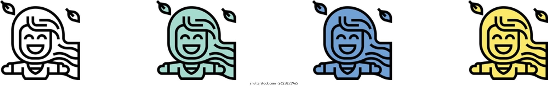 fresh air icon. Outline, Green, Blue and Yellow Style Design Isolated On White Background