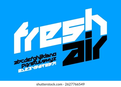 Fresh Air. Modern style font, alphabet letters and numbers vector illustration