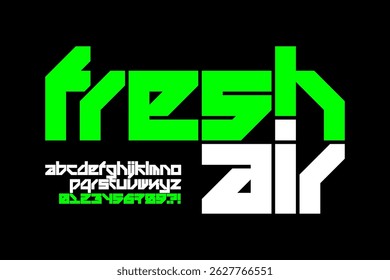 Fresh Air. Modern style font, alphabet letters and numbers vector illustration