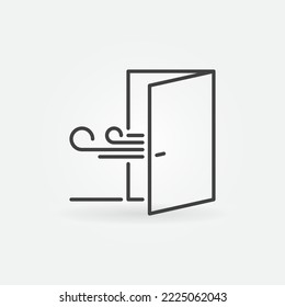 Fresh Air from Open Door linear vector concept icon or symbol