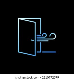 Fresh Air from Open Door vector concept colorful outline icon or logo element on dark background
