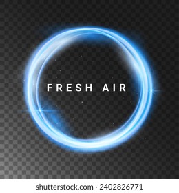 Fresh air round circle wind movement vector wave isolated. Spa fresh air round twirl effect clean air flow transparent