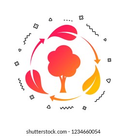 Fresh air sign icon. Forest tree with leaves symbol. Colorful geometric shapes. Gradient fresh air icon design.  Vector