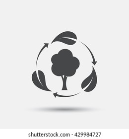 Fresh air sign icon. Forest tree with leaves symbol. Flat fresh air web icon on white background. Vector