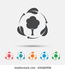 Fresh air sign icon. Forest tree with leaves symbol. Graphic element on white background. Colour clean flat fresh air icons. Vector