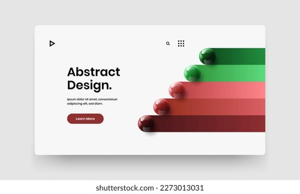 Fresh annual report design vector template. Modern 3D balls postcard layout.