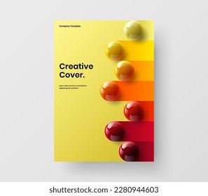 Fresh annual report design vector concept. Modern 3D balls company brochure illustration.