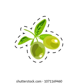 Fresh appetizing fruit for cafe, restaurant or shop element. Vector illustration of vegetable sticker