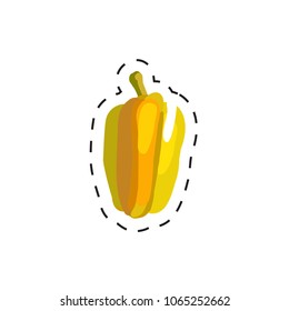 Fresh appetizing vegetable for cafe, restaurant or shop element. Fresh appetizing vegetable for cafe, restaurant or shop element. Yellow sweet pepper. Vector illustration of vegetable sticker