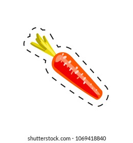 Fresh appetizing vegetable for cafe, restaurant or shop element. Orange carrots. Vector illustration of vegetable sticker