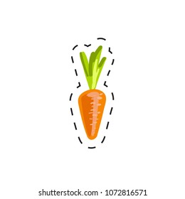 Fresh appetizing vegetable for cafe, restaurant or shop element. Orange carrots. Vector illustration of vegetable sticker