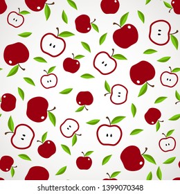 Fresh apple background. Seamless vector pattern with apple. Vector seamless pattern - Vector illustration