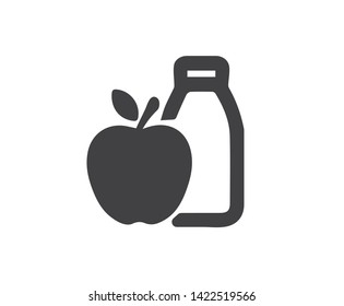 Fresh apple and bottle icon vector 