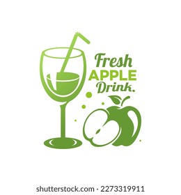 fresh apple drink vector template illustration