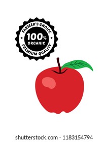 fresh apple farmer's choice label. organic apple packaging vector. premium quality apple.