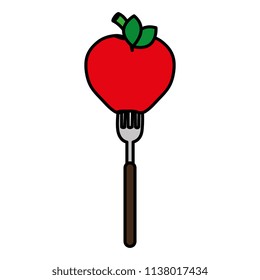 fresh apple in fork