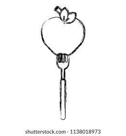 fresh apple in fork