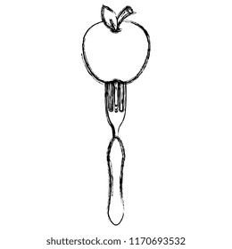 fresh apple in fork