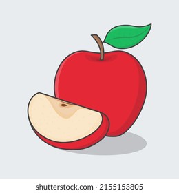 Neue Apple Fruit Cartoon Vektorgrafik. Slice and GANL Apfelflachstalent