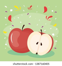 fresh apple fruit with confetti splash