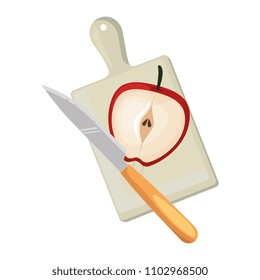fresh apple fruit in cutting board